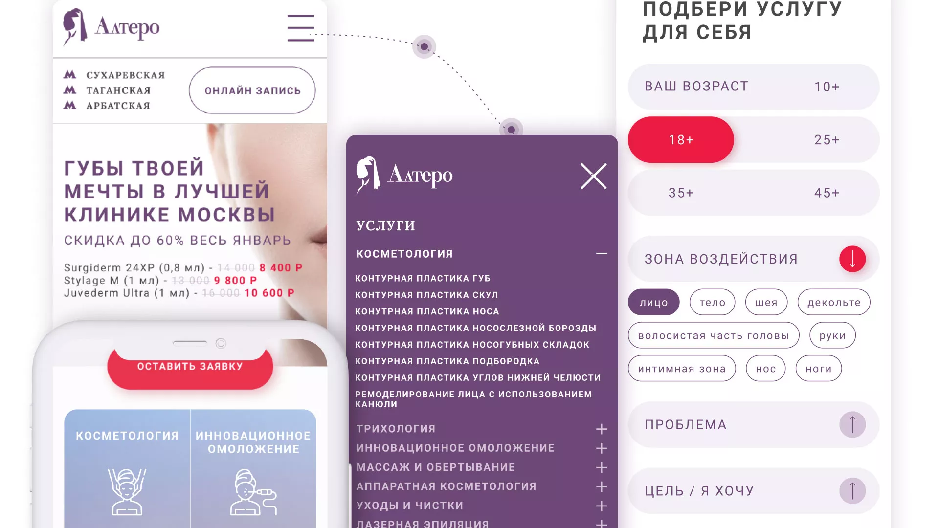 Создание сайта сети клиник эстетической косметологии «Алтеро» в Краснотурьинске